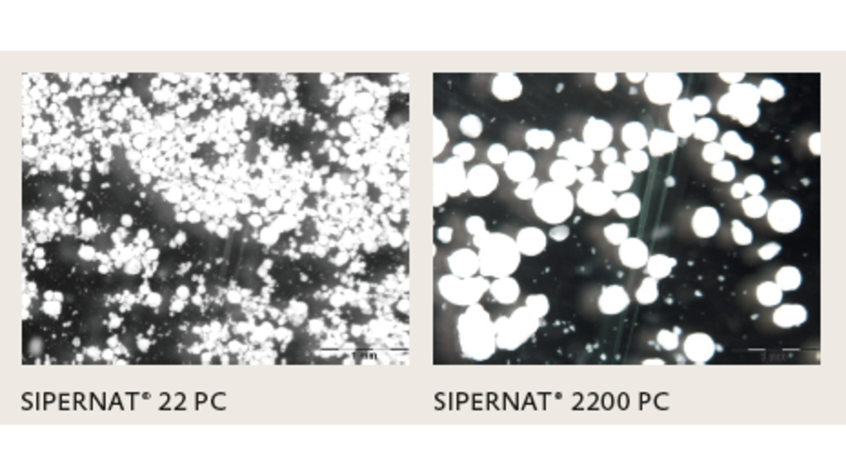 圖片說明：不同粒徑大小的 SIPERNAT® PC 產品，SIPERNAT® 22 PC 和 2200 PC 適用於敏感肌膚。